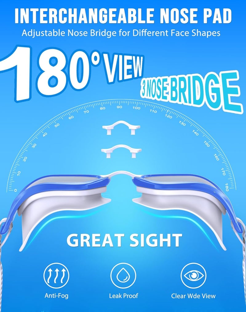 Vegemono Swim Goggles, Unisex Adult Swimming Goggles Anti Fog Anti UV No Leakage Wide View for Men Women Youth - Image 2